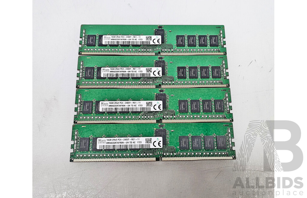 SK Hynix 16GB ECC DDR4 2400T RDIMM RAM - Lot of Four