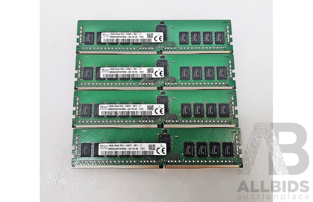 SK Hynix 16GB ECC DDR4 2400T RDIMM RAM - Lot of Four