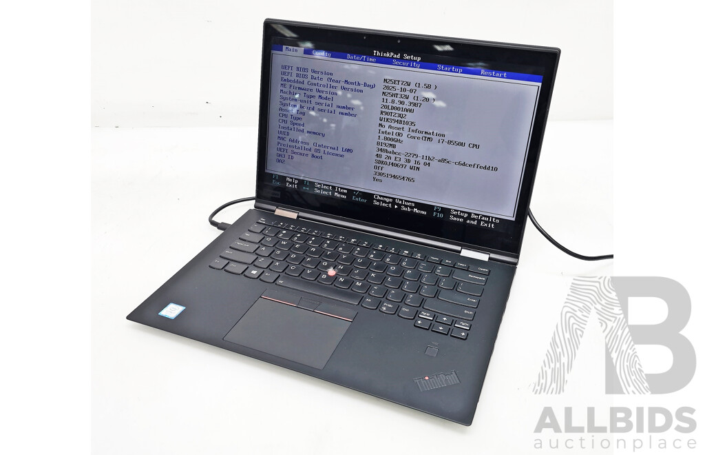 Lenovo ThinkPad X1 Yoga Intel Core I7 (8550U) 1.80GHz-4.00GHz 4-Core CPU 14-Inch Touchscreen Laptop W/ Power Supply