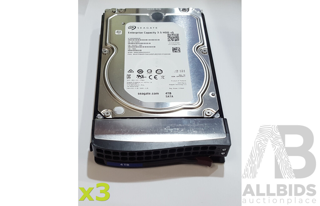 Seagate Enterprise (ST4000NM0035) 4TB SATA 3.5-Inch Hard Drive - Lot of Three
