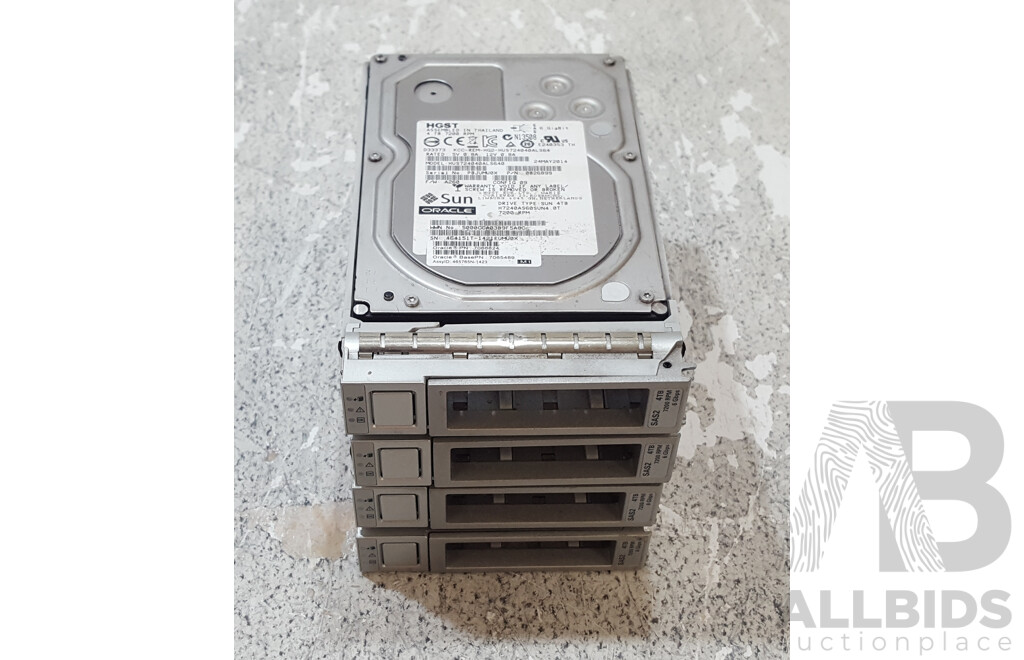 HGST (HUS724040ALS640) 4TB 7.2K SAS 6Gbps 3.5-Inch Hard Drive - Lot of Four