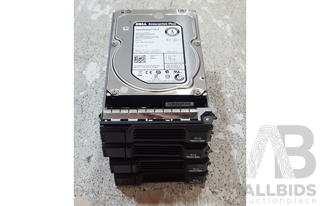 Dell Enterprise Plus (ST4000NM0023) Constellation ES.3 4TB 7.2K SAS 6Gbps 3.5-Inch Hard Drive - Lot of Four