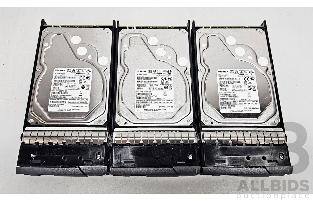 Toshiba (MG03ACA200) 2TB 6Gbps 7.2K RPM SATA 3.5-Inch Hard Drive - Lot of Three