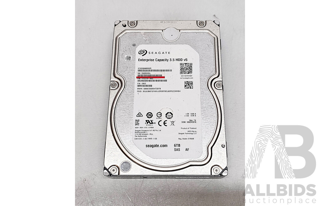 Seagate (ST6000NM0095) 6TB 12Gbps 7.2K SAS 3.5-Inch Hard Drive