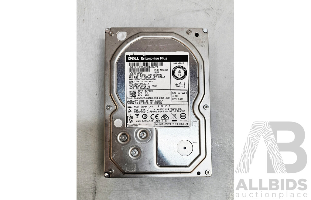 Dell (0F22984) Enterprise 4TB SAS 12Gbps 7.2K 3.5-Inch Hard Drive