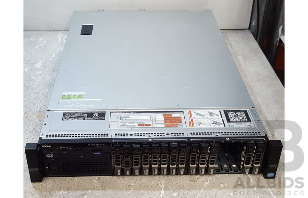 Dell PowerEdge R720 Dual Intel Xeon (E5-2665 0) 2.40GHz-3.10GHz 8-Core CPU 2RU Server w/ 96GB DDR3