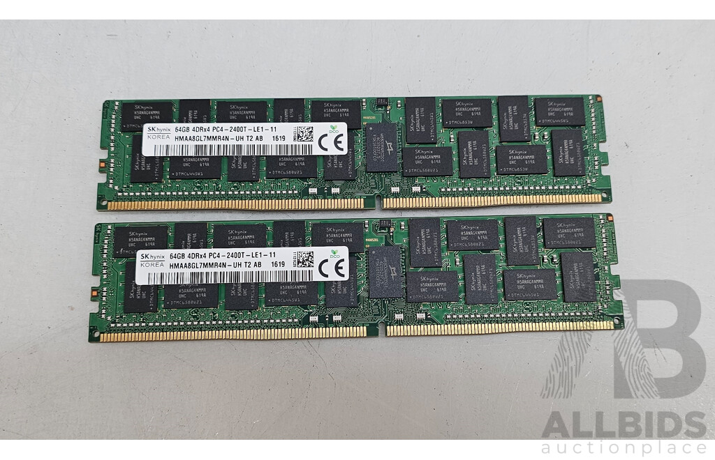 SK Hynix 64GB ECC DDR4 2400T LRDIMM RAM - Lot of Two