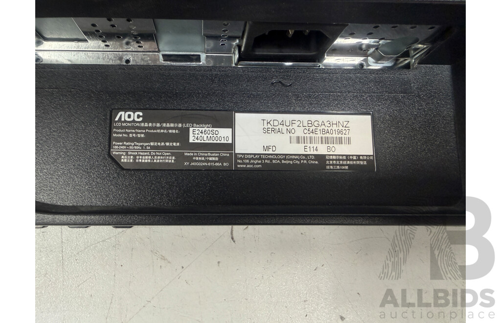 2x AOC 24 Inch E2460SD LCD Monitor + Sonder Dual Arm Monitor Stand