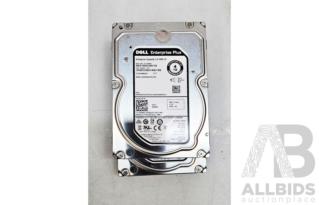 Dell (ST4000NM0025) Enterprise Plus 4TB SAS 12Gbps 7.2K 3.5-Inch Hard Drive - Lot of Two