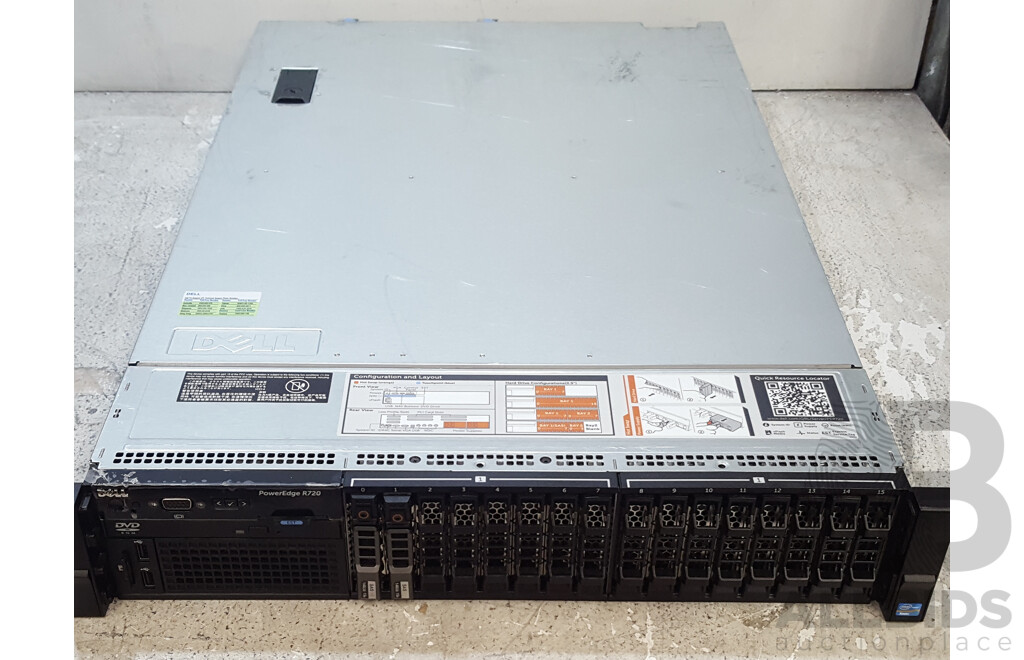 Dell PowerEdge R720 Dual Intel Xeon (E5-2690 0) 2.90GHz-3.80GHz 8-Core CPU 2RU Server w/ 128GB DDR3