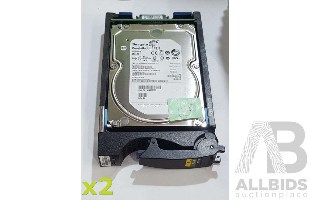 Seagate (ST4000NM0023) Constellation ES.3 4TB 7.2K SAS 6Gbps 3.5-Inch Hard Drive - Lot of Two