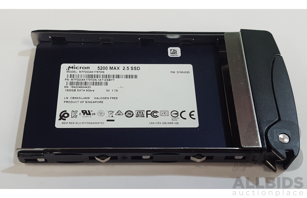 Micron (MTFDDAK1T9TDN) 5200 MAX 1.92TB SATA 6Gbps 2.5-Inch Solid State Drive