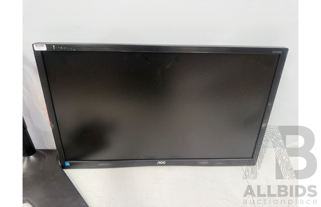 2x AOC 24 Inch E2460SD LCD Monitor + Sonder Dual Arm Monitor Stand