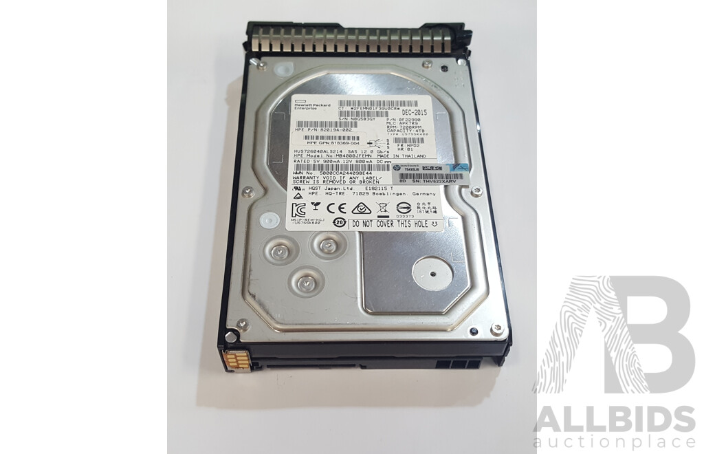 HPE (HUS726040ALS214) 4TB 7.2K SAS 12Gbps 3.5-Inch Hard Drive