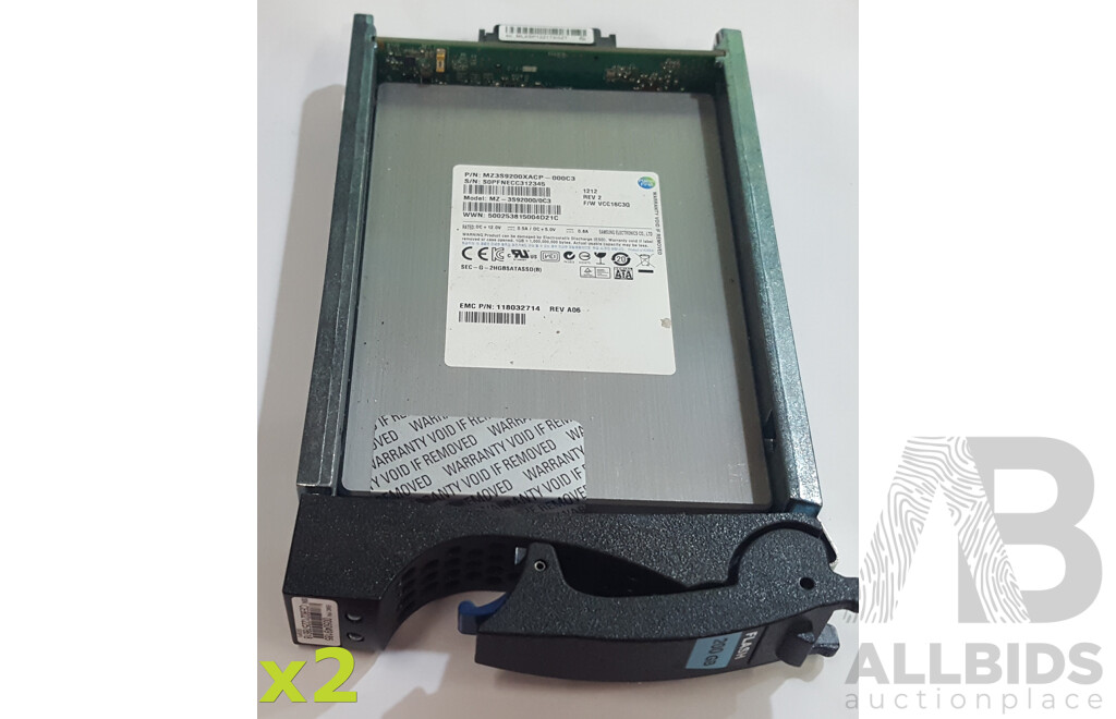 Samsung (MZ-3S92000/0C3) 200GB SATA 3.0Gbps 3.5-Inch Solid State Drive - Lot of Two