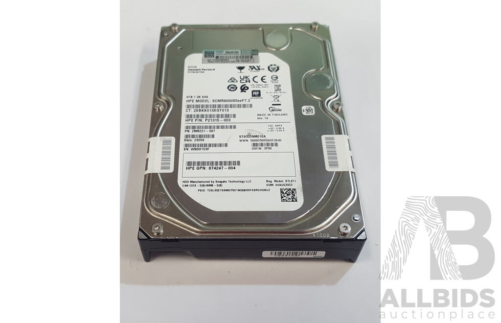 HPE (SCMR8000S5xeF7.2) 8TB 7.2K SAS 12Gbps 3.5-Inch Hard Drive