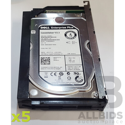 Dell Enterprise Plus (ST4000NM0023) Constellation ES.3 4TB 7.2K SAS 6Gbps 3.5-Inch Hard Drive - Lot of Five