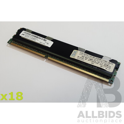 Micron 4GB ECC DDR3 10600R RDIMM RAM - Lot of 18
