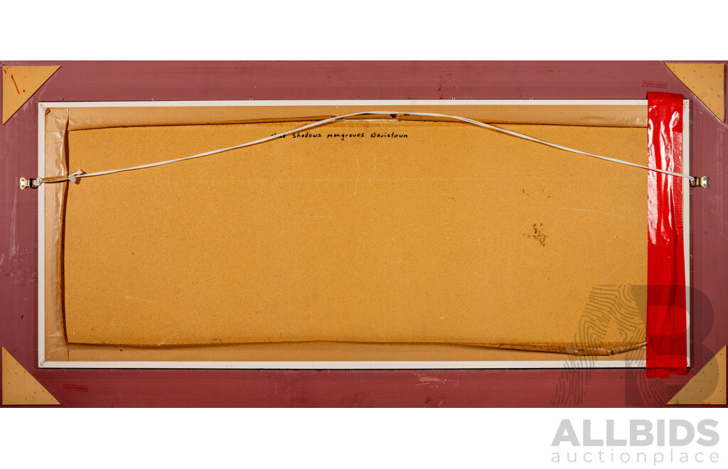 Kasey Sealy, (20th Century, Australian, 1961-), Cloud Shadows Mangrove Davistown, Wonderful Original Oil on Board, 70 x 147 cm (frame)