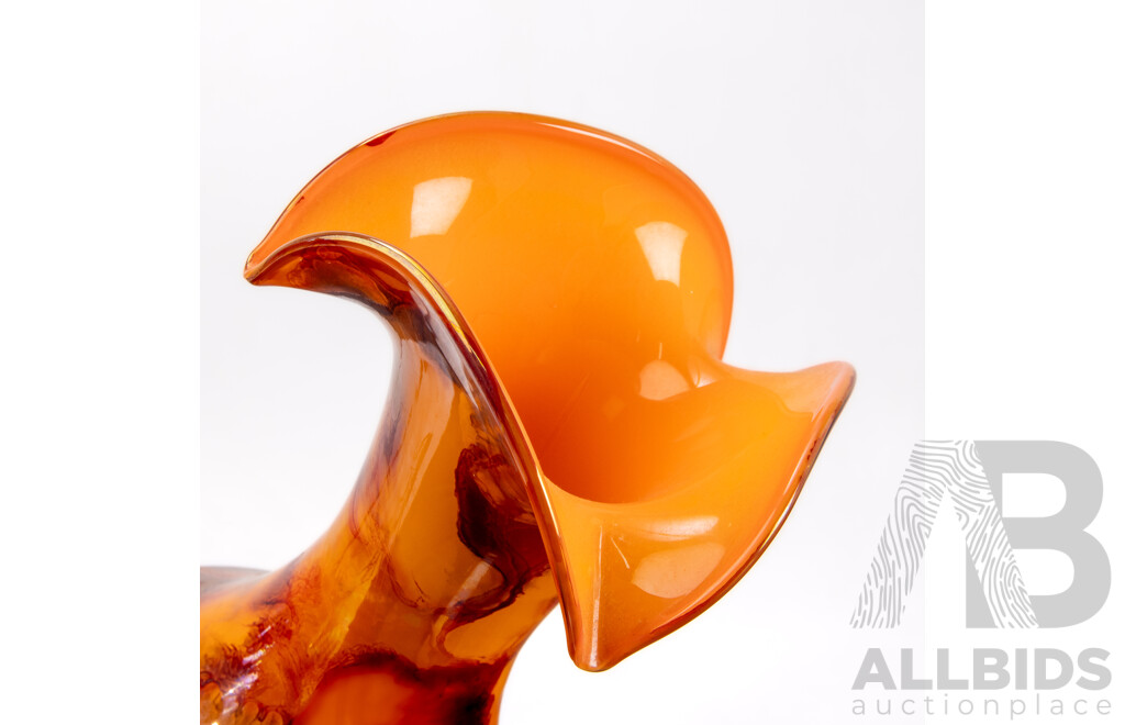 Marbled Orange Opaline Art Glass Vase