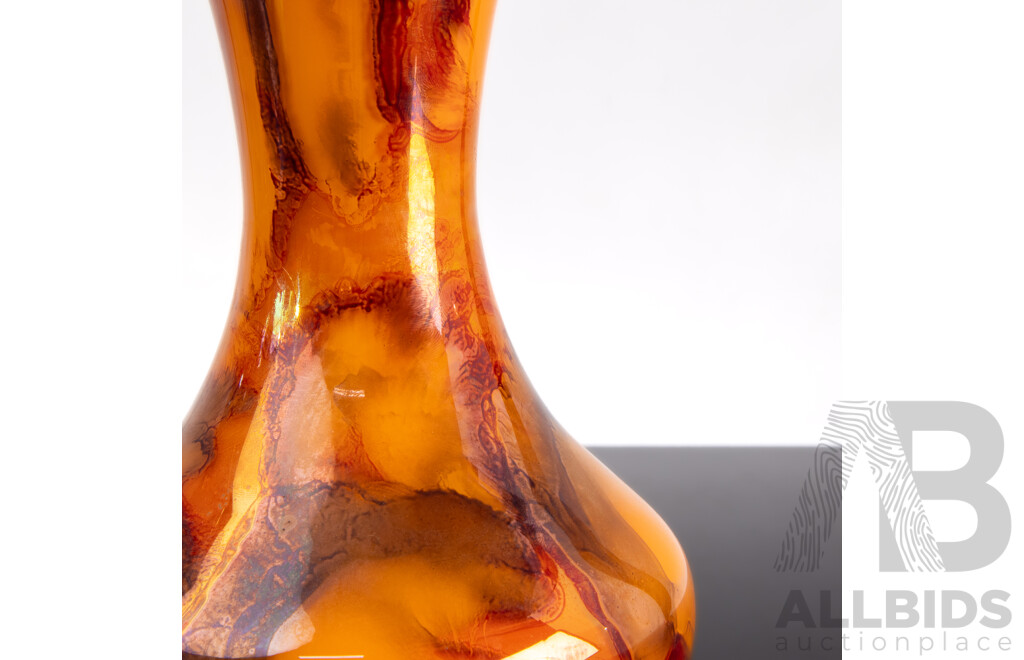 Marbled Orange Opaline Art Glass Vase