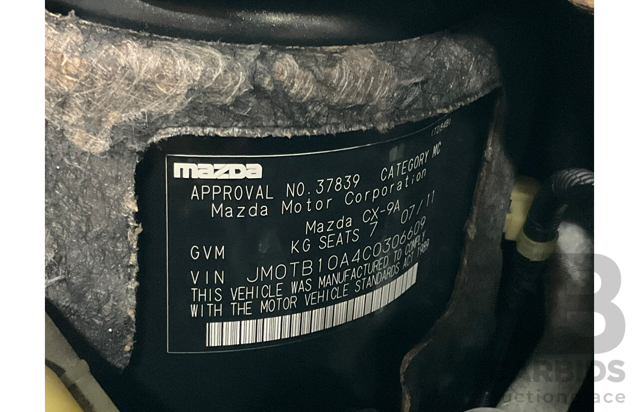 7/2011 Mazda CX-9 Luxury MY12 4d Wagon Sparkling Black Metallic 3.7L - 7 Seater