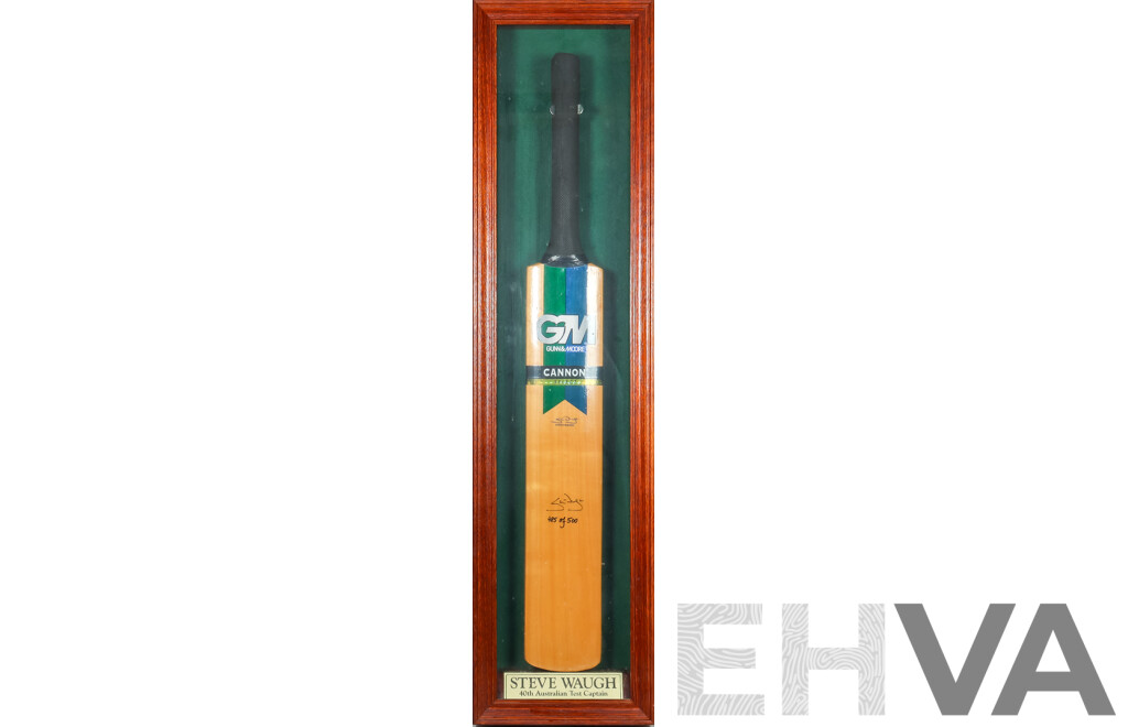 Steve Waugh Signed Limited Edition Framed Cricket Bat, No. 485 of 500