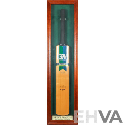 Steve Waugh Signed Limited Edition Framed Cricket Bat, No. 485 of 500