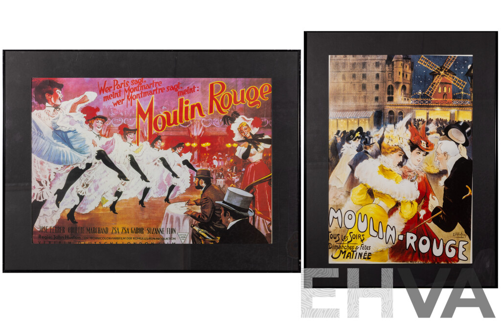 Pair of Vintage Style Moulin Rouge, Paris, Colour Poster Prints, Includes German Edition of Film Poster, 80 x 60 cm and 60 x 80 cm (frames) (2)
