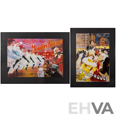 Pair of Vintage Style Moulin Rouge, Paris, Colour Poster Prints, Includes German Edition of Film Poster, 80 x 60 cm and 60 x 80 cm (frames) (2)