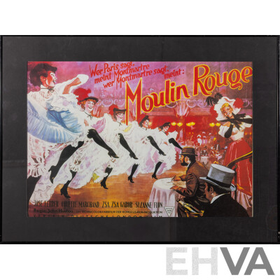 Pair of Vintage Style Moulin Rouge, Paris, Colour Poster Prints, Includes German Edition of Film Poster, 80 x 60 cm and 60 x 80 cm (frames) (2)