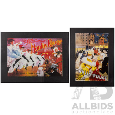 Pair of Vintage Style Moulin Rouge, Paris, Colour Poster Prints, Includes German Edition of Film Poster, 80 x 60 cm and 60 x 80 cm (frames) (2)