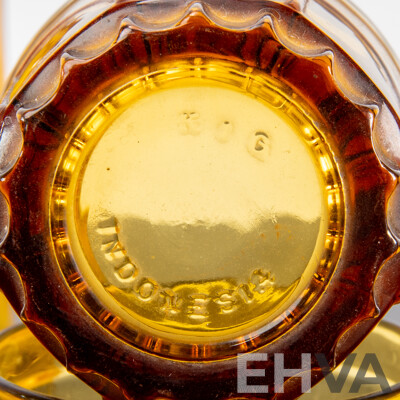 Vintage Jim Beam Amber GLass Decanter, Italian Amber Decanter and Four Amber Coloured Tumblers Marked Indonesia