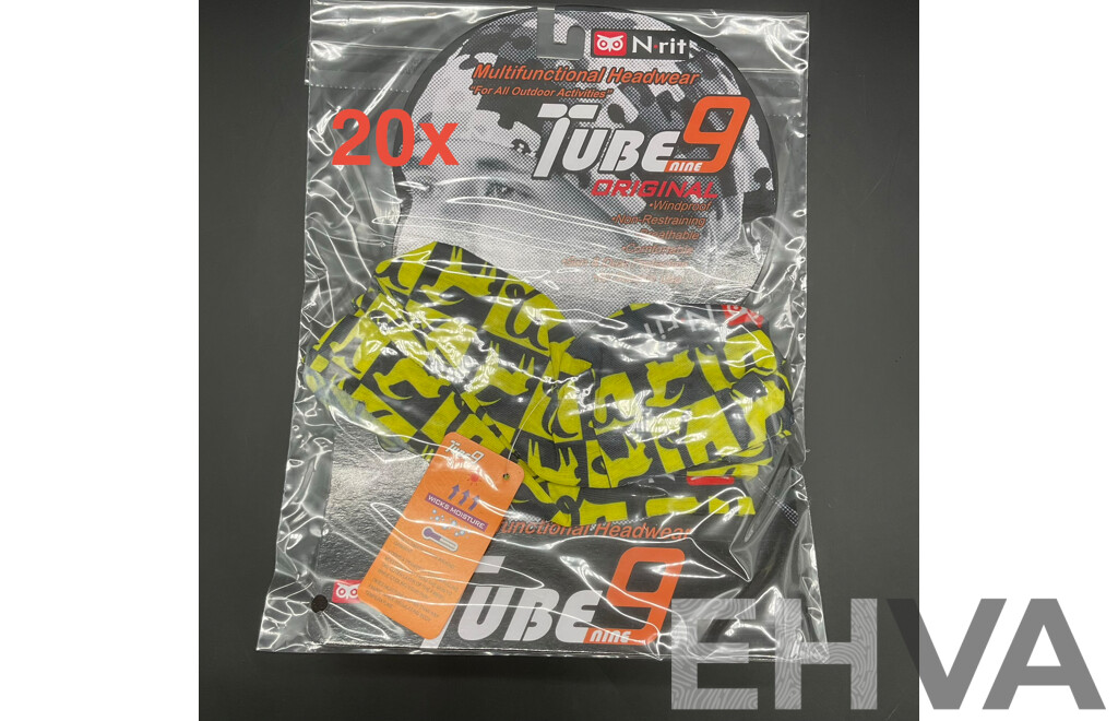 N-rit Tube 9 Original Multifunctional Headwear - Headband/Neck Warmer - Lot of 20