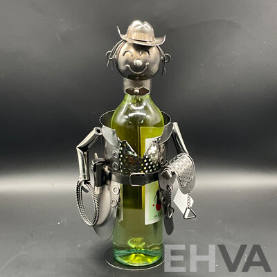 Metal ''Nuts and Bolts'' Knight (x2), Cowboy Bottle Holder (x2) and Ned Kelly Money Bank Sculptures (x2) - Lot of 6