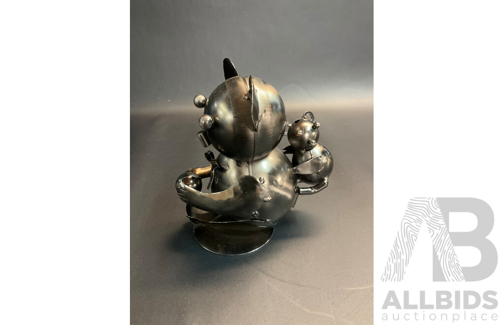 Assorted Metal ''Nuts and Bolts'' Sculptures, Including Fisherman, Ice Skater, Koala and Bottleholder - Lot of 5