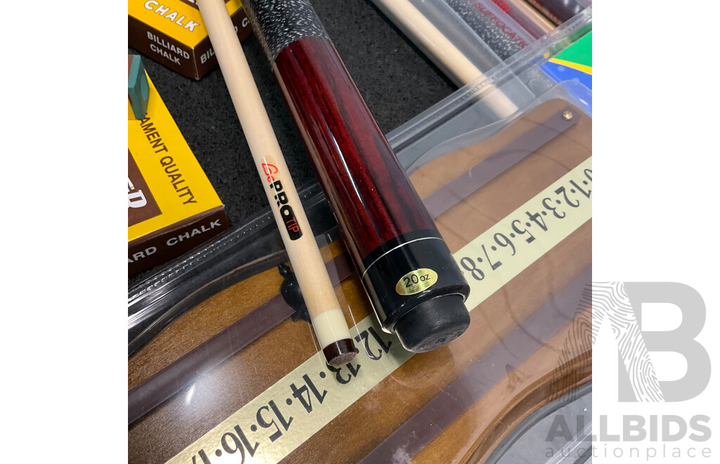Assorted Billiard Equipment, Including Target Nick Varner Cue (6x) and More  - Lot of 15