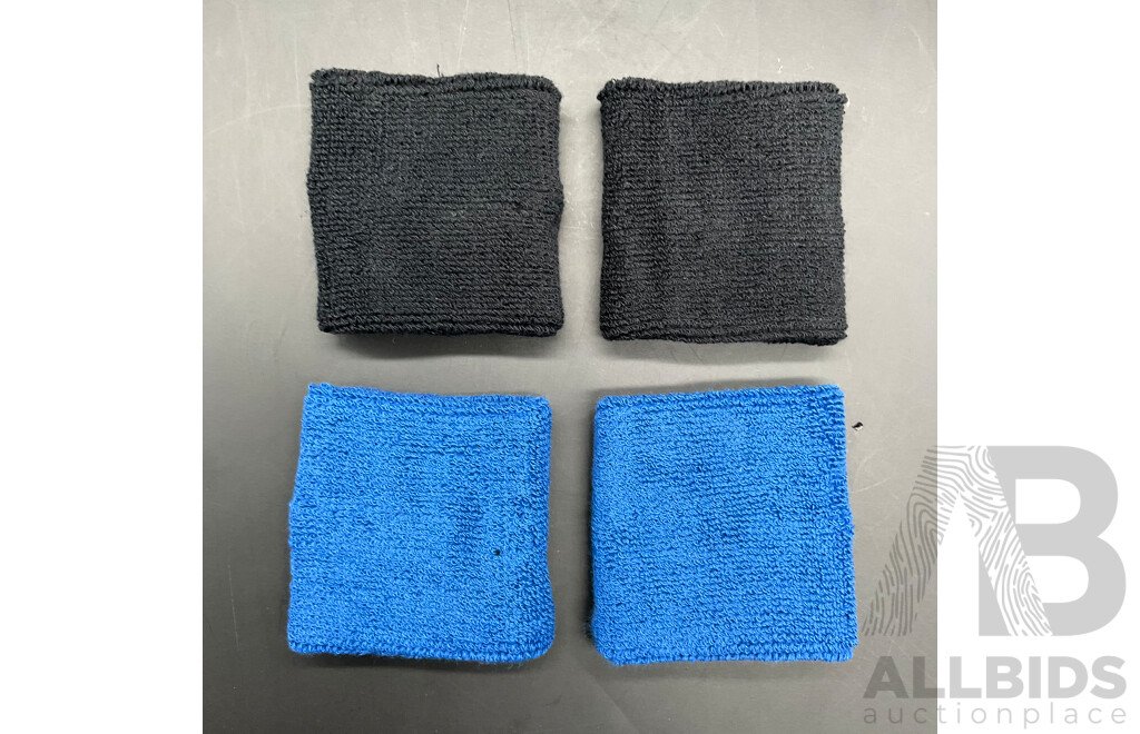 Sweat-Wicking Wristbands - Tennis Terry Towelling Cotton Sweat Workout Bands for Gym, Running - Blue and Black - Lot of 100