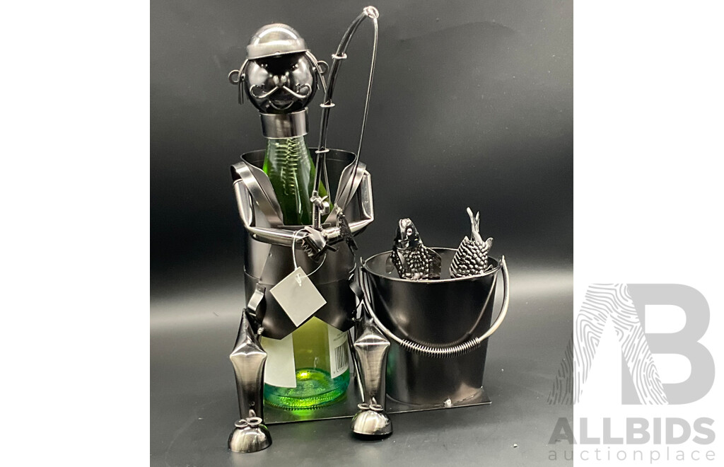 Assorted Metal ''Nuts and Bolts'' Sculptures, Including Fisherman Bottle Holder (x2) and Fisherman Pen Holder(x5) - Lot of 7