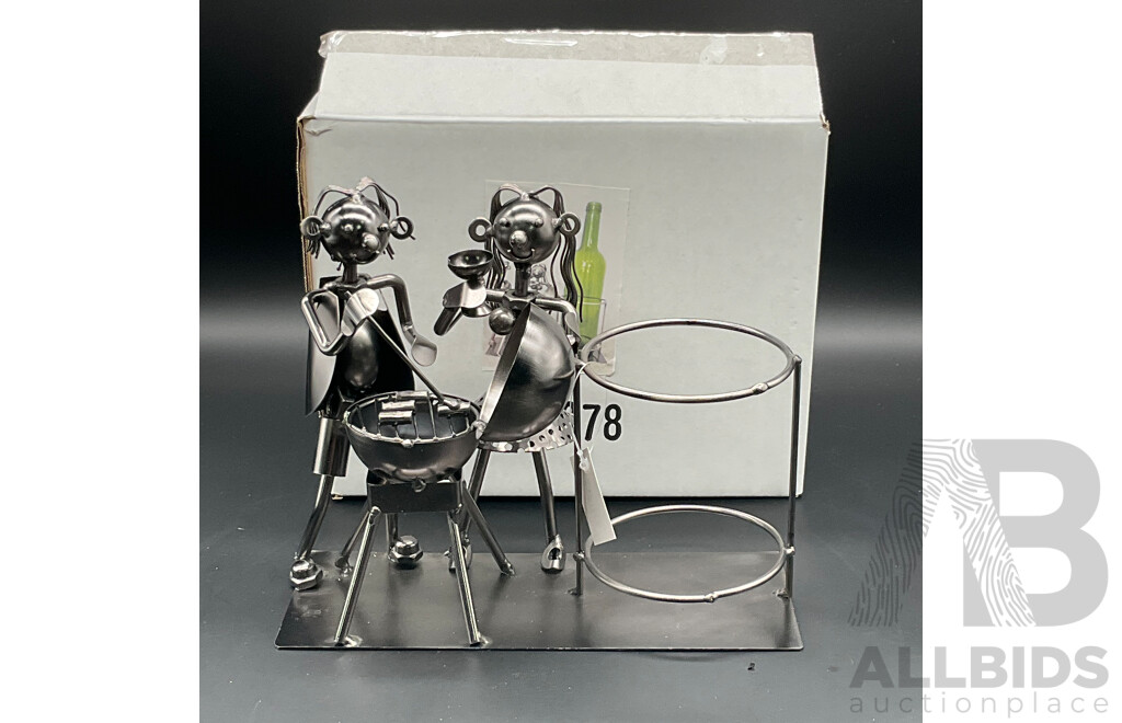 Metal ''Nuts and Bolts'' BBQ Bottle Holder Sculptures - Lot of 6