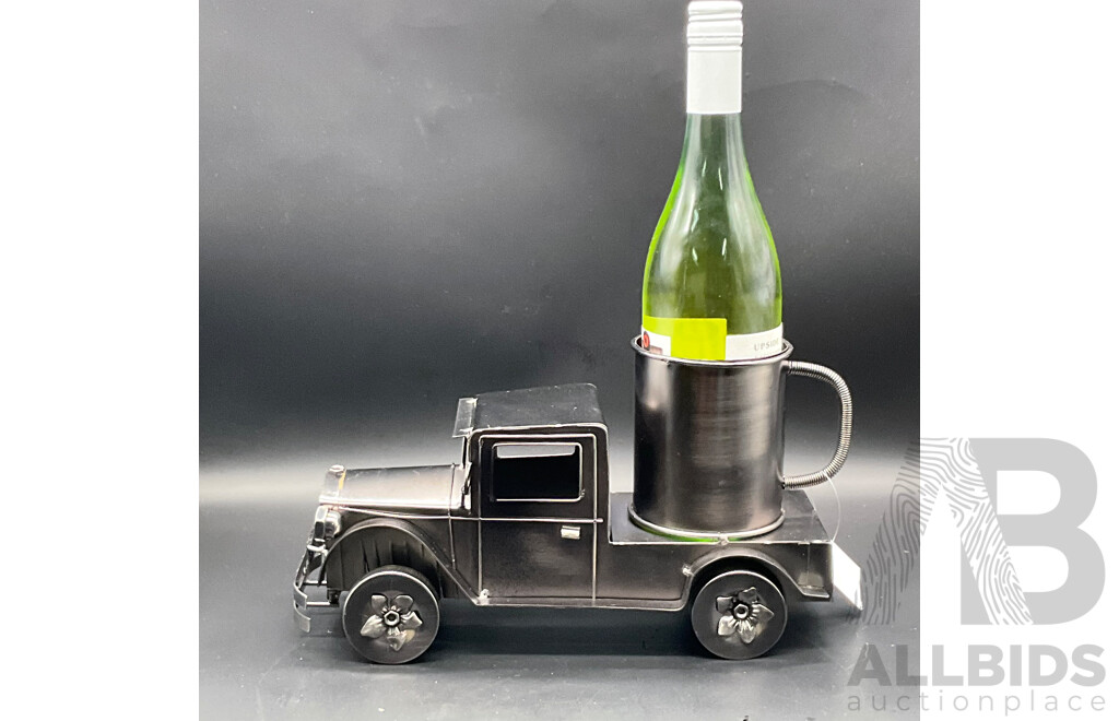 Metal ''Nuts and Bolts'' Motorcycle (x2) and Truck Bottle Holder (x2) Sculptures - Lot of 4