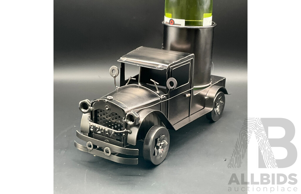 Metal ''Nuts and Bolts'' Motorcycle (x2) and Truck Bottle Holder (x2) Sculptures - Lot of 4