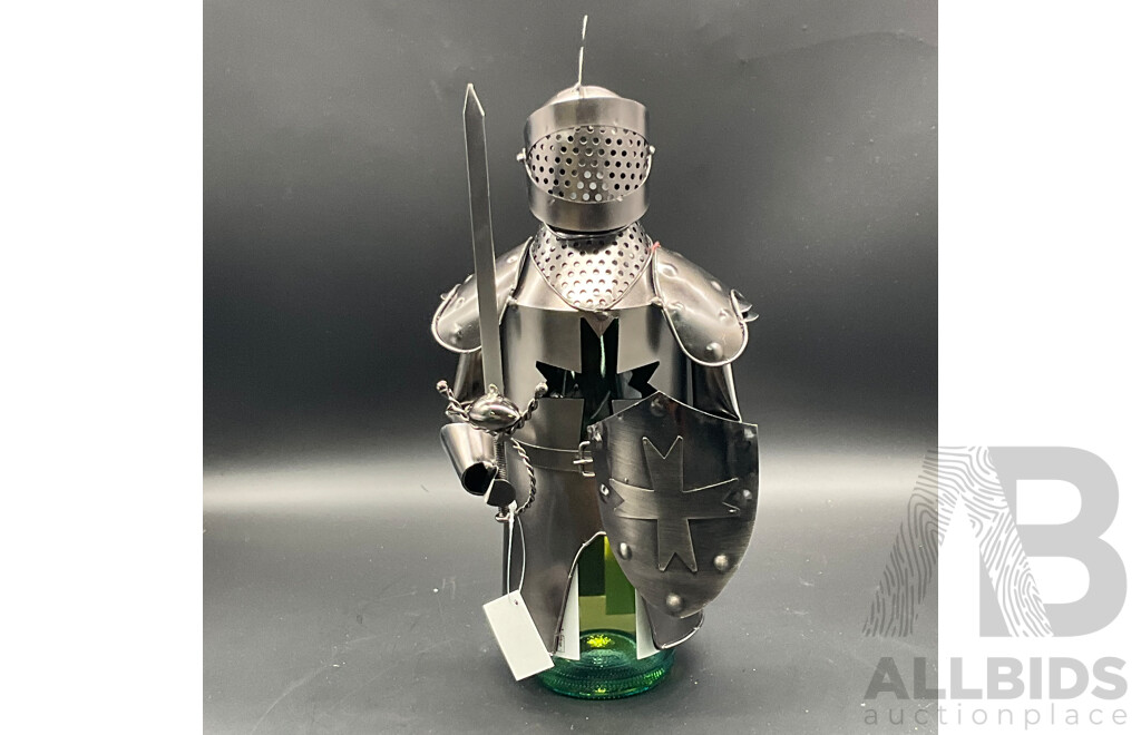 Metal ''Nuts and Bolts'' Knight (x1), Cowboy Bottle Holder (x2) and Ned Kelly Money Bank Sculptures (x2) - Lot of 5