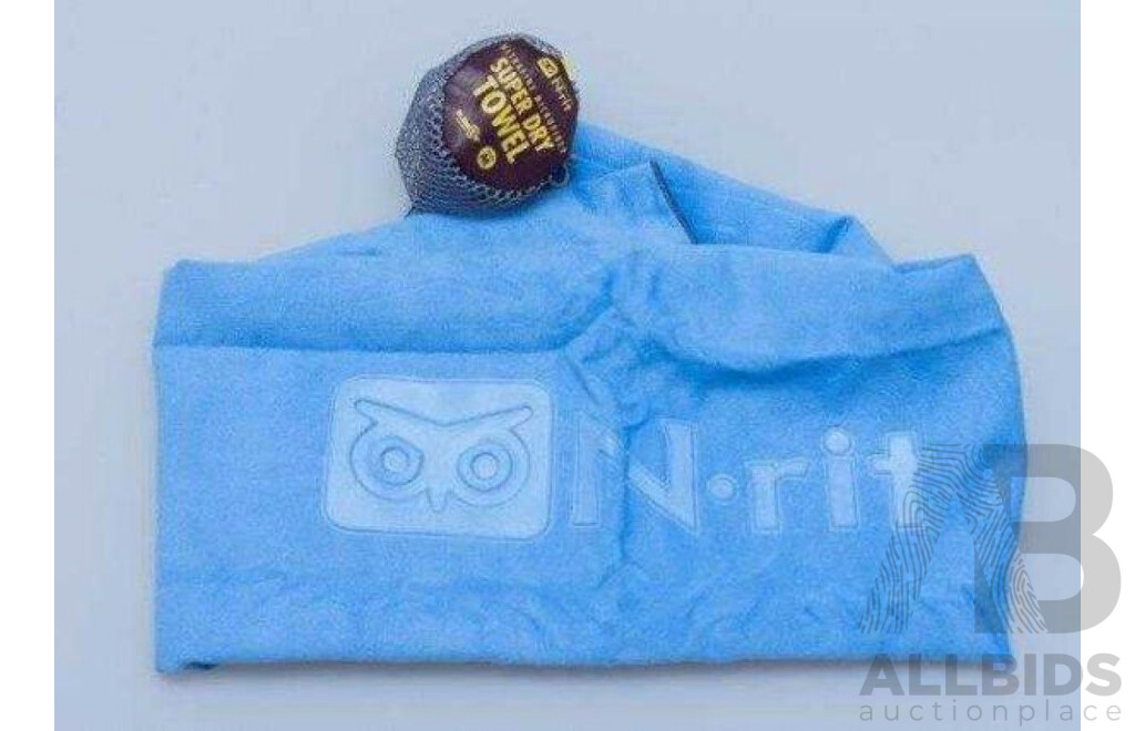 N-rit Ultrafine Microfiber Super Dry Towel (Blue) - Lot of 8