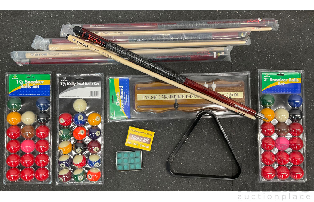 Assorted Billiard Equipment, Including Target Nick Varner Cue (6x) and More - Lot of 13