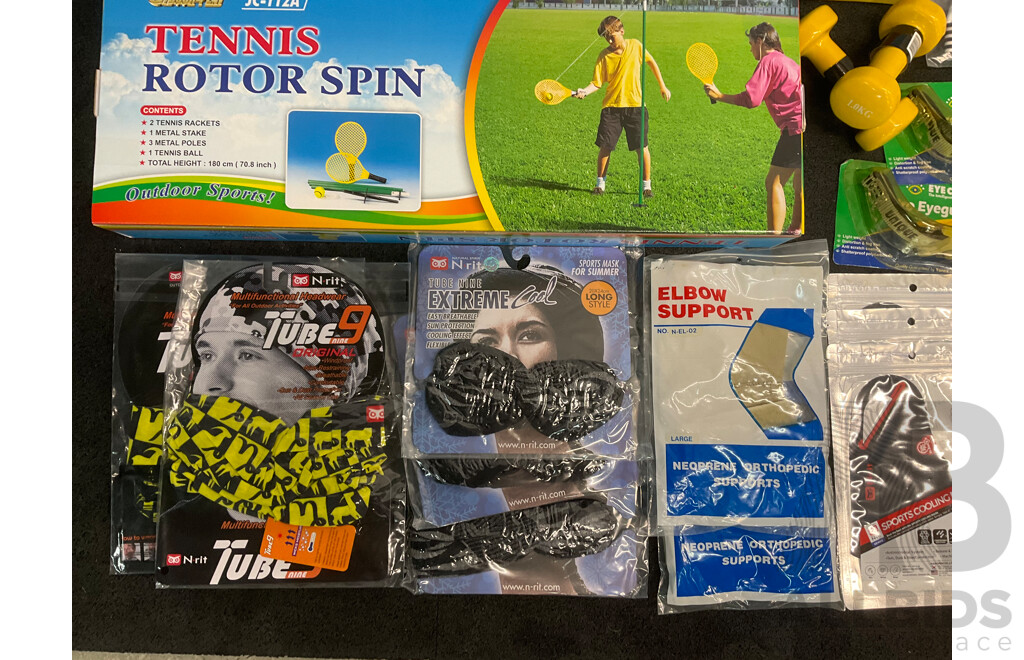 Collection of Various Sports Equipment for Cricket, Tennis and Assorted Sport Accessories - Lot of 29