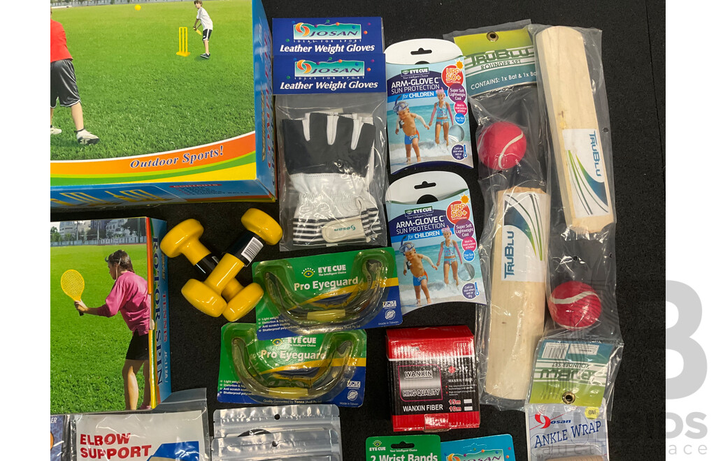 Collection of Various Sports Equipment for Cricket, Tennis and Assorted Sport Accessories - Lot of 29