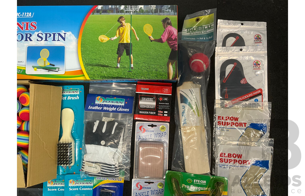 Collection of Various Sports Equipment for Golf, Cricket, Tennis and Assorted Sport Accessories - Lot of 28