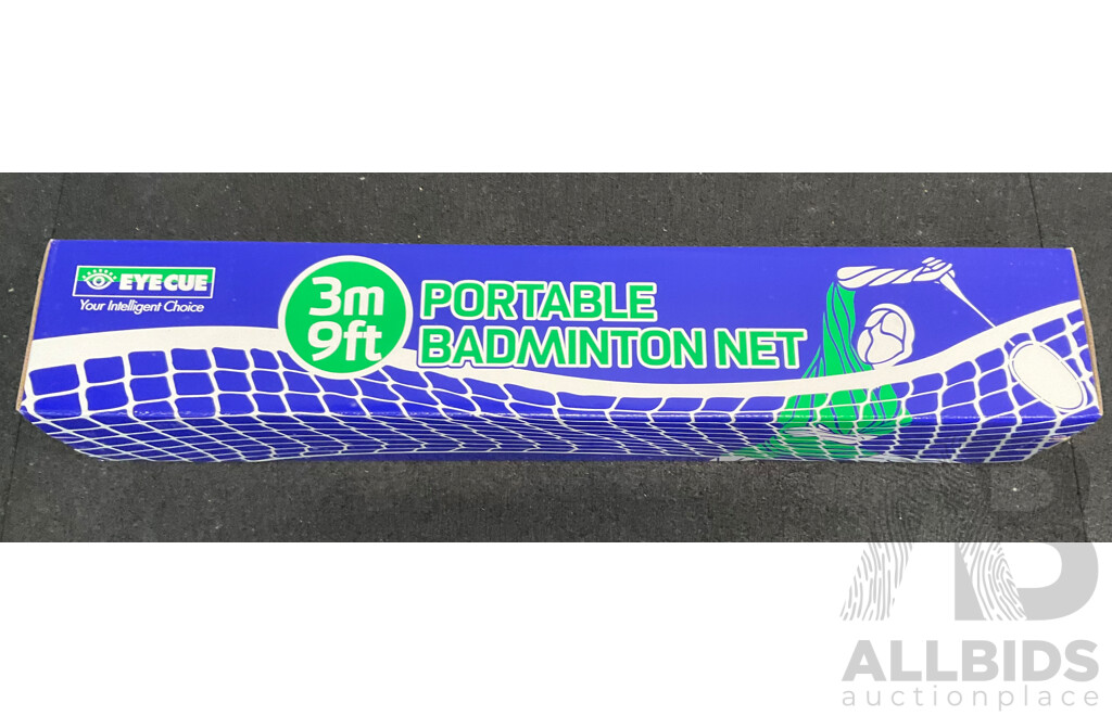 EYE CUE 3-Metre Portable Badminton Net W/ Steel Posts & Nylon Net & Carry Bag