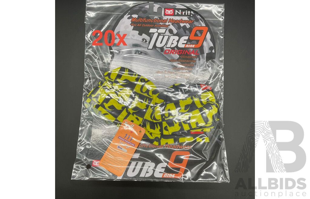 N-rit Tube 9 Original Multifunctional Headwear - Headband/Neck Warmer - Lot of 20